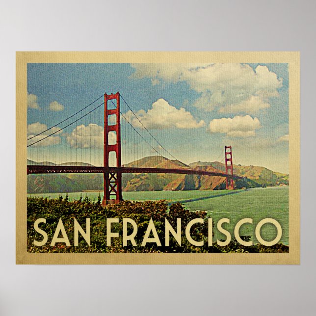 Póster Viaje de época del puente Golden Gate de San Franc (Frente)
