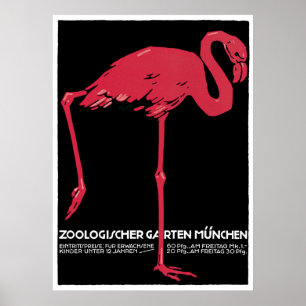 Póster Viaje de época del zoológico de Munich Alemania