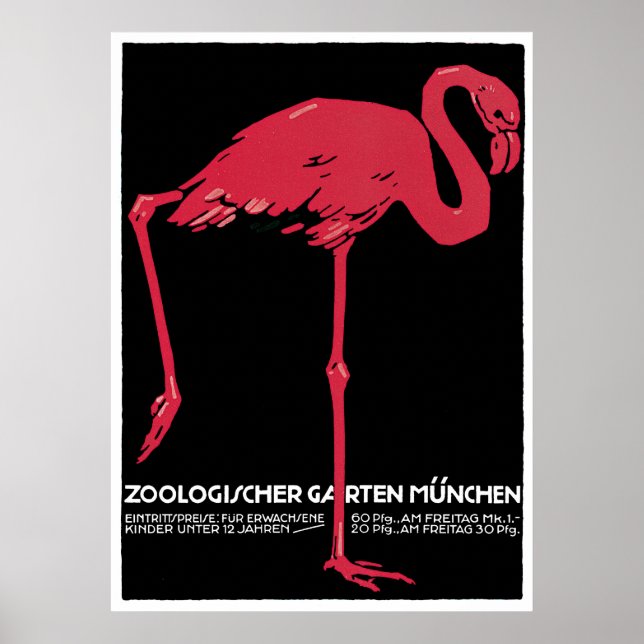 Póster Viaje de época del zoológico de Munich Alemania (Frente)