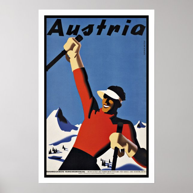 Póster Viaje de época en esquí Austria (Frente)
