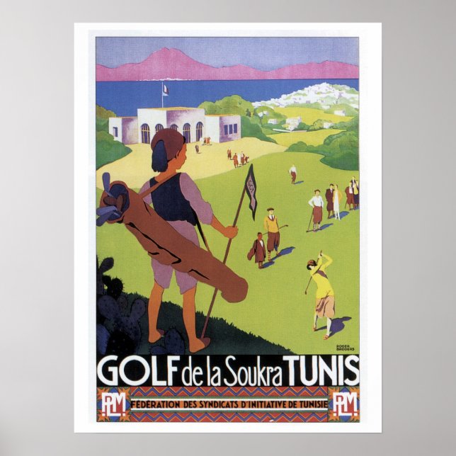 Póster Viaje de época Golf de La Soukra Tunez (Frente)