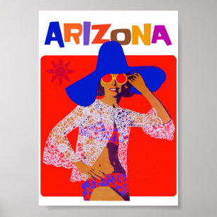 Póster Viaje de época retro colorido de Arizona
