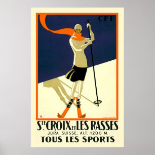 Póster Viaje de época suizo "Ste Croix et Les Rasses"