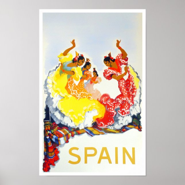 Póster Viaje de España Flamenco vintage (Frente)