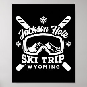 Póster Viaje de esquí a Jackson Hole, Wyoming, grupo de n