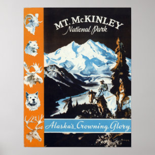Póster Viaje de gloria del Viejo Monte McKinley Alaska