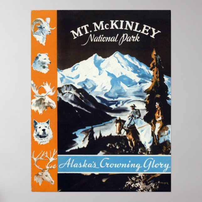 Póster Viaje de gloria del Viejo Monte McKinley Alaska (Frente)