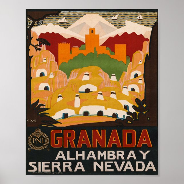 Póster Viaje de Granada Alhambra Sierra Nevada (Frente)