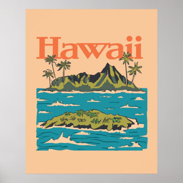 Póster Viaje de Hawaii Vintage 1950 (Frente)