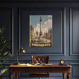 Póster Viaje de Indianapolis Vintage