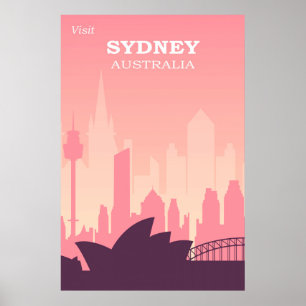 Póster Viaje de invierno rosado en Australia en Sydney