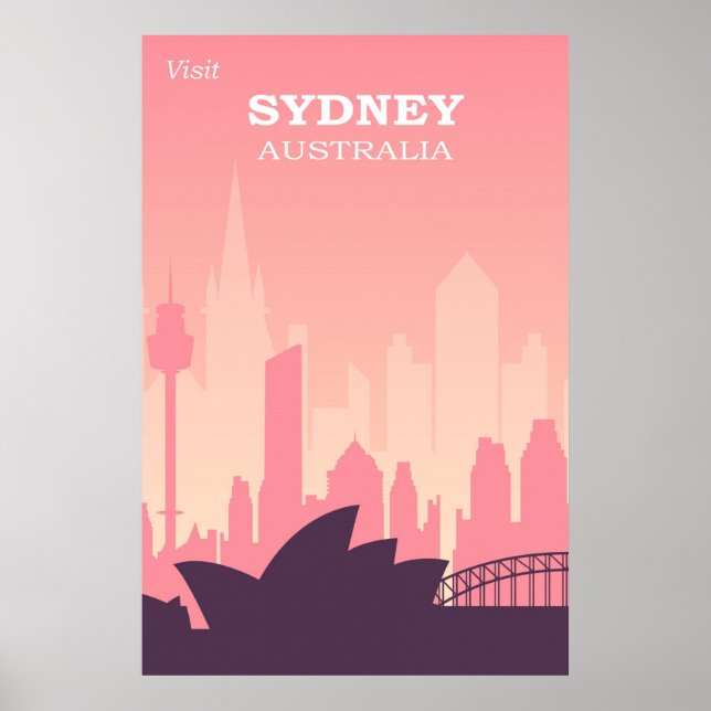 Póster Viaje de invierno rosado en Australia en Sydney (Frente)