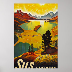 Póster Viaje de la cosecha de Sils Engadin