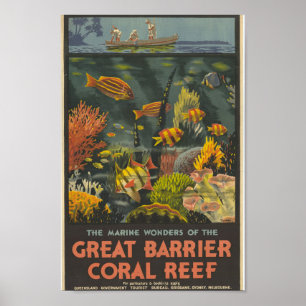 Póster Viaje de la Gran Barrera de Arrecifes de Australia