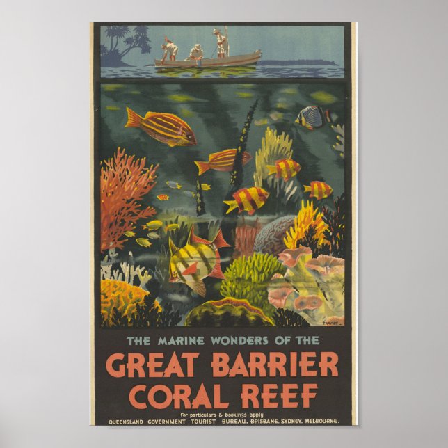 Póster Viaje de la Gran Barrera de Arrecifes de Australia (Frente)
