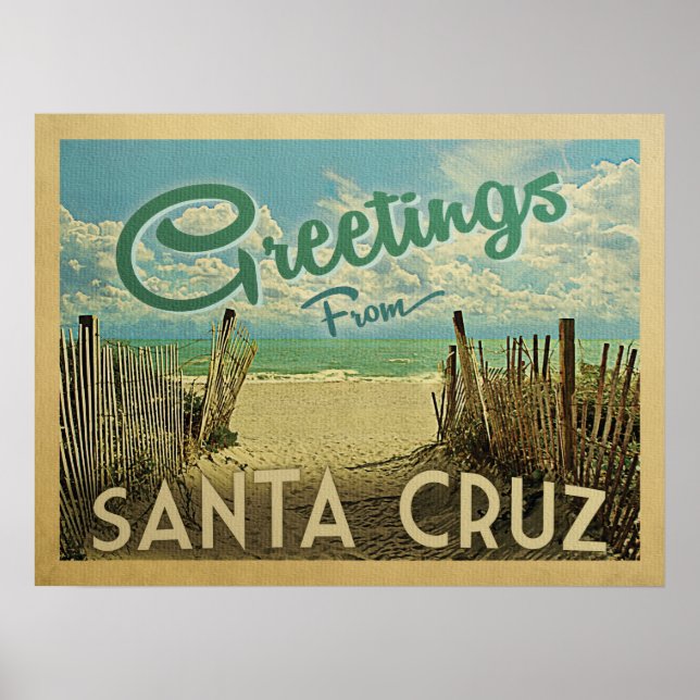 Póster Viaje de la playa del Poster de Santa Cruz (Frente)