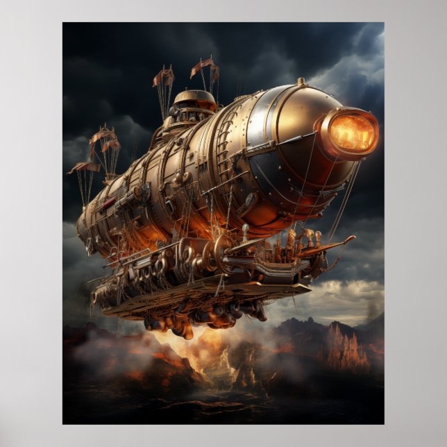 Póster Viaje de la tormenta: Epic Steampunk Zeppelin (Frente)