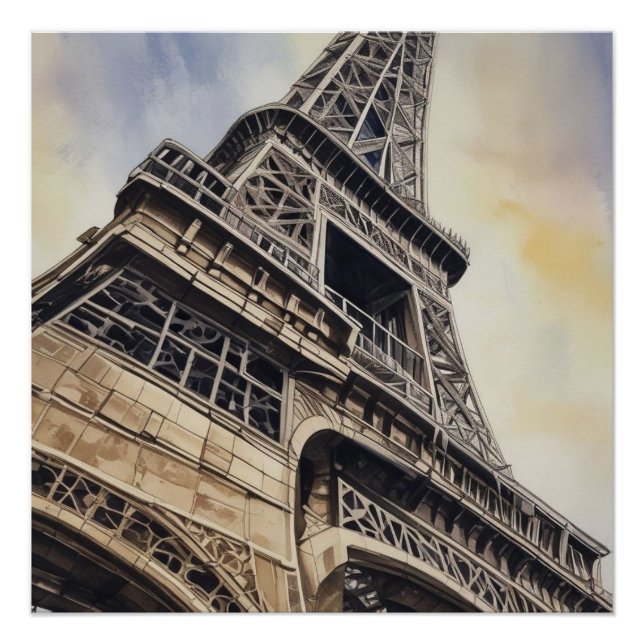 Póster Viaje de la Torre Eiffel de París por la Ciudad de (Anverso)
