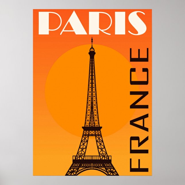 Póster Viaje de la Torre Eiffel París Europa (Frente)