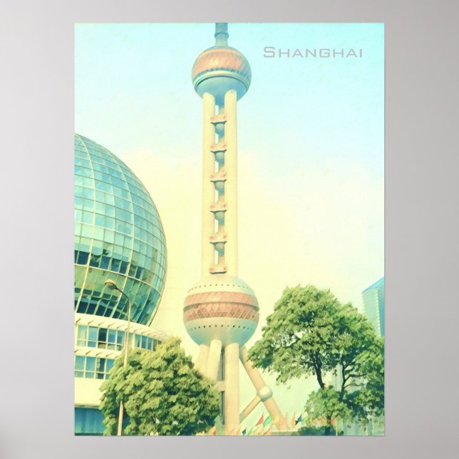 Póster Viaje de la Torre Oriental de la Perla de Shanghai (Frente)