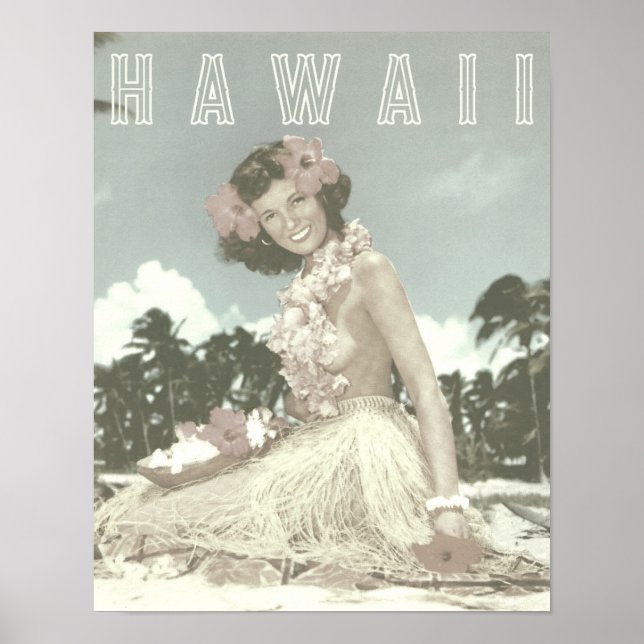 Póster Viaje de la vieja hawaiana - Bailarina hula hawaia (Frente)