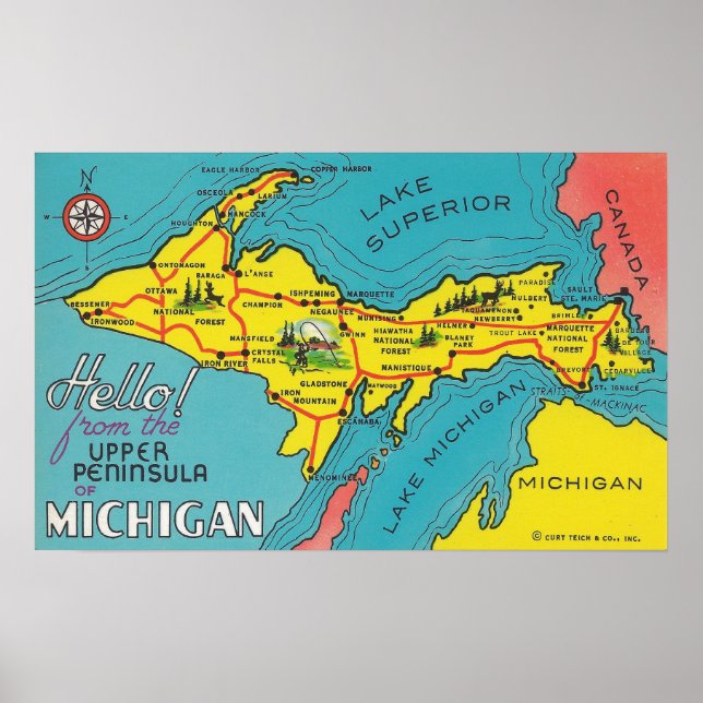 Póster Viaje de la Vieja Península Superior de Michigan (Frente)
