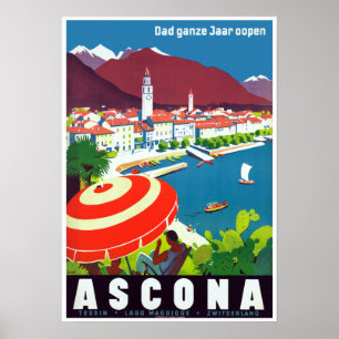 Póster Viaje de la Viña Ascona Suiza