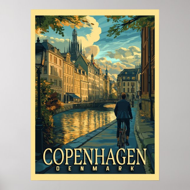Póster Viaje de la Vintage de Copenhague (Frente)