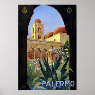 Póster Viaje de la Vintage Palermo Sicilia Italia