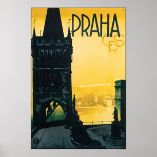 Póster Viaje de la Vintage Praga (Praha)