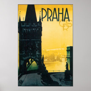 Póster Viaje de la Vintage Praga (Praha)