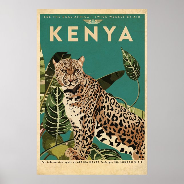 Póster Viaje de Leopard Kenya (Frente)