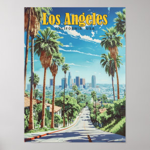 Póster Viaje de los Angeles California USA Vintage