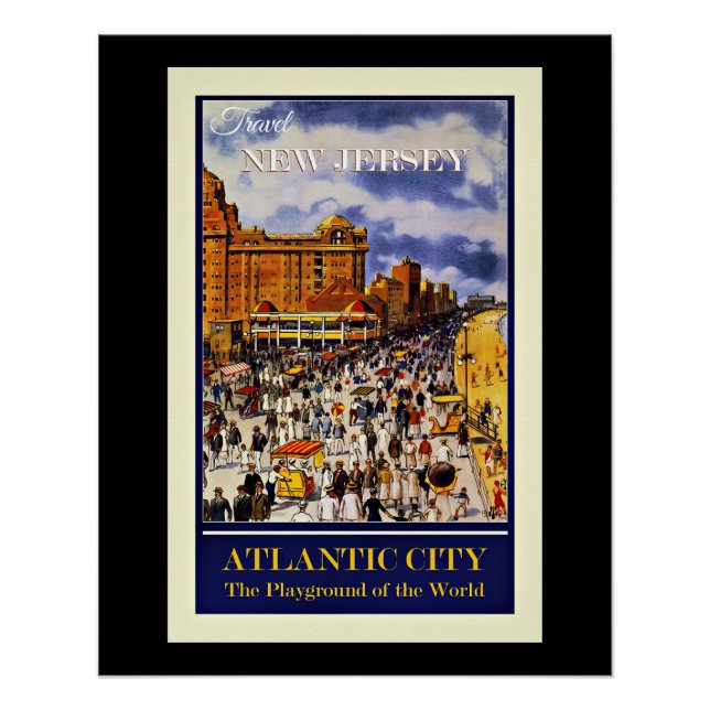 Póster Viaje de Nueva Jersey, Atlantic City, (Anverso)