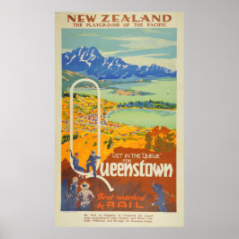 Póster Viaje de Nueva Zelanda en Queenstown