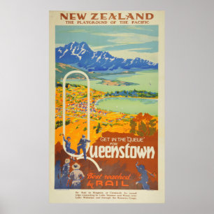 Póster Viaje de Nueva Zelanda en Queenstown