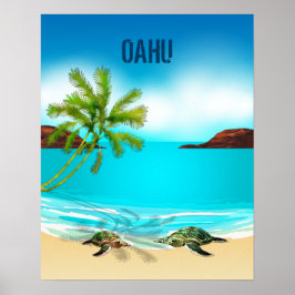 Póster Viaje de Oahu Hawaii
