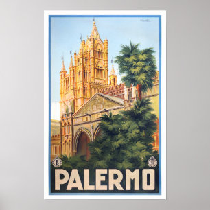 Póster Viaje de Palermo Italia vintage