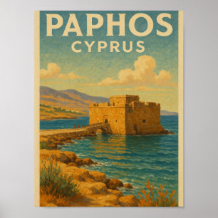 Póster Viaje de Paphos Cyprus fort