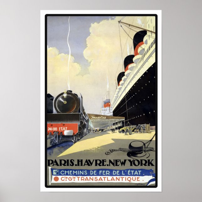 Póster Viaje de París a Nueva York (Frente)