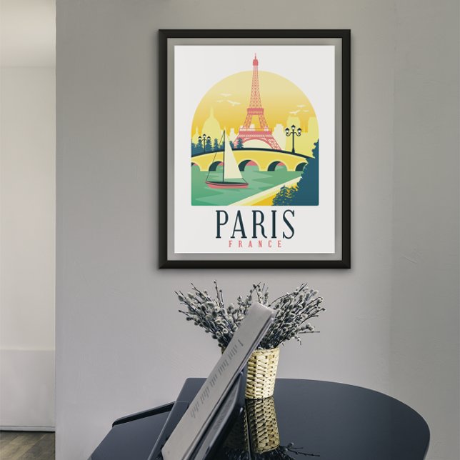 Póster Viaje de París Francia (paris france vintage travel poster)