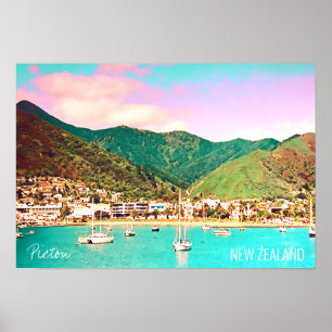 Póster Viaje de Picton Harbor a Nueva Zelanda