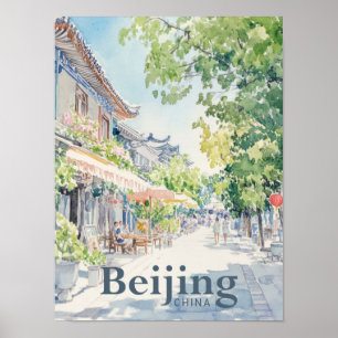 Póster Viaje de pintura acuática de Beijing China
