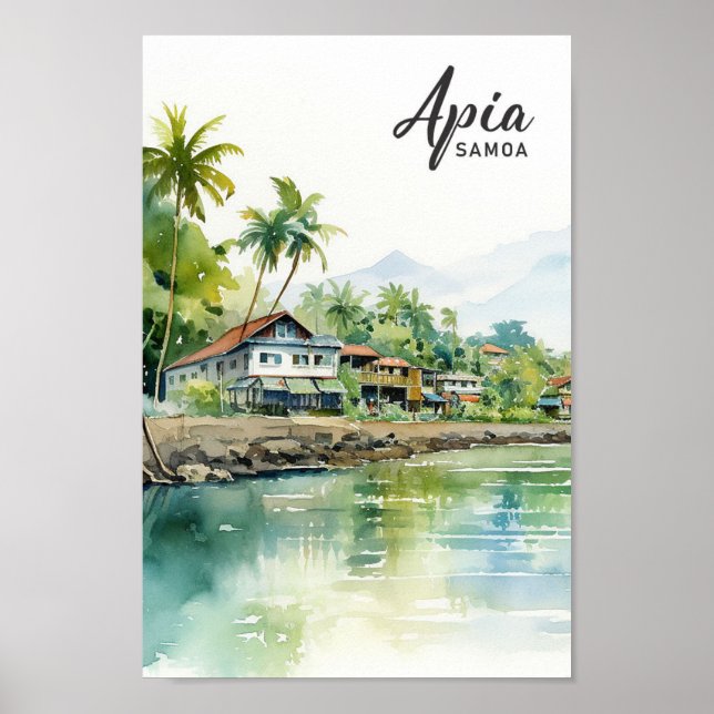 Póster Viaje de pintura acuática de Samoa Apia (Frente)