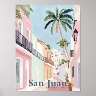Póster Viaje de pintura acuática de San Juan Puerto Rico