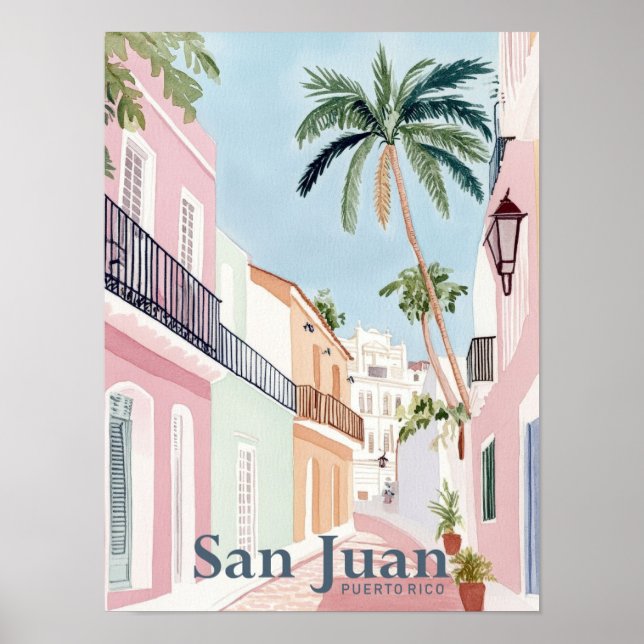 Póster Viaje de pintura acuática de San Juan Puerto Rico (Frente)