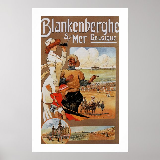 Póster Viaje de playa Belle Epoque verano Blankenberge (Frente)