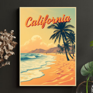 Póster Viaje de playa de Retro de California