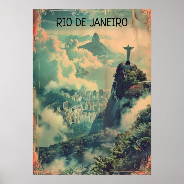 Póster Viaje de Río de Janeiro Estatua Jesús (Frente)