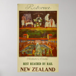Póster Viaje de Rotorua Nueva Zelanda